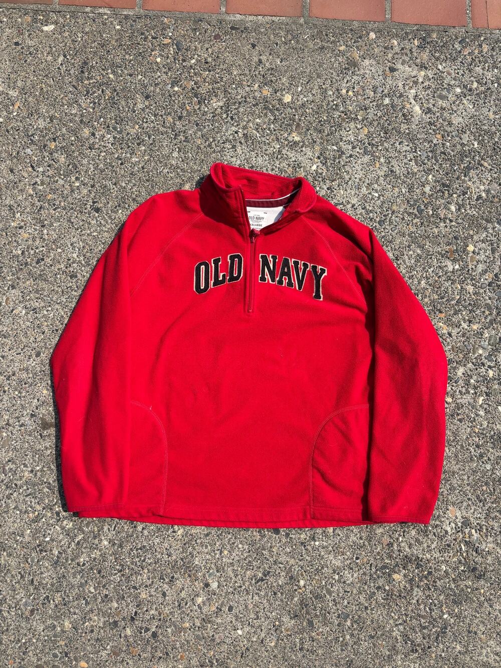 Vintage Old Navy Red 1/4 Zip Spellout Fleece
